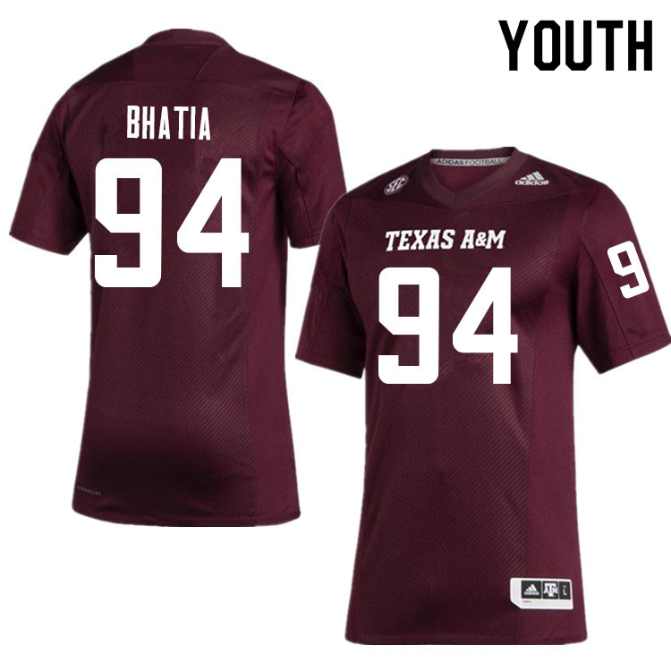 Youth #94 Drake Bhatia Texas A&M Aggies College Football Jerseys Sale-Maroon - Click Image to Close